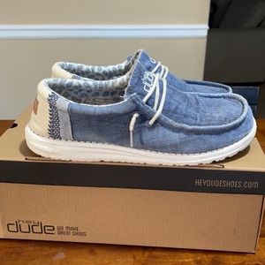 Hey Dude Wally linen blue